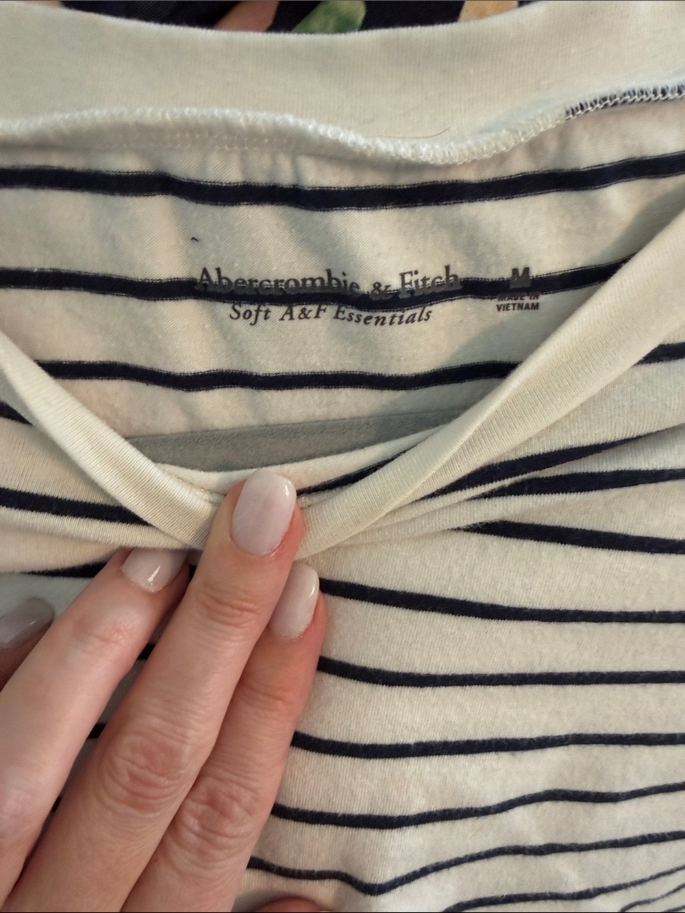 Abercrombie & Fitch Classic Striped Tee - White with Navy Stripes - Picture 2 of 2